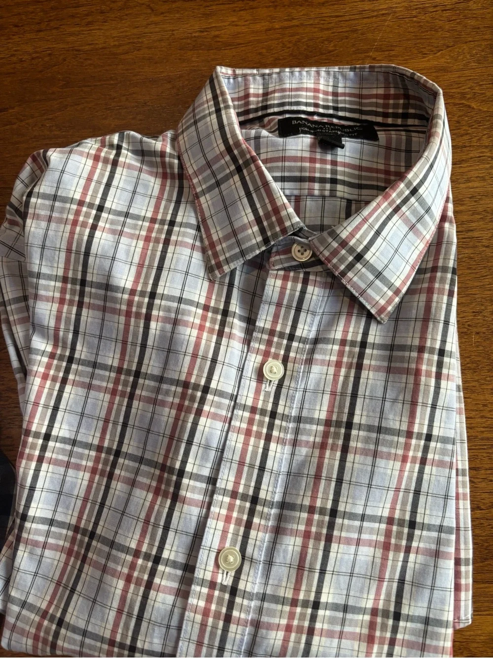 9 Men's Large Banana Republic Non-iron Button-Down Shirts - Blue, Green, Red.
